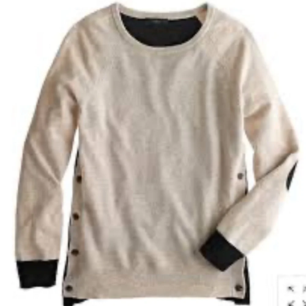 New ▶️ J. Crew ◀️ Color Block Wool Blend Crew Sweater with elbow patch.